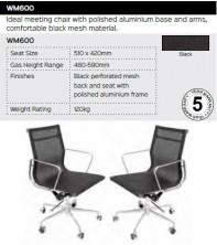 WM600 Mesh Back Chair Range And Specifications